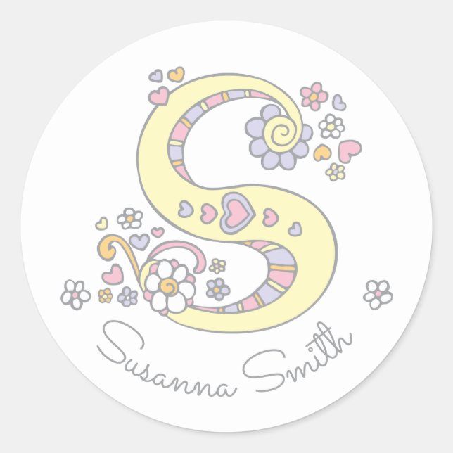 Initial-Monogramm-S-individuelle Name-ID-Aufkleber Runder Aufkleber (Vorderseite)