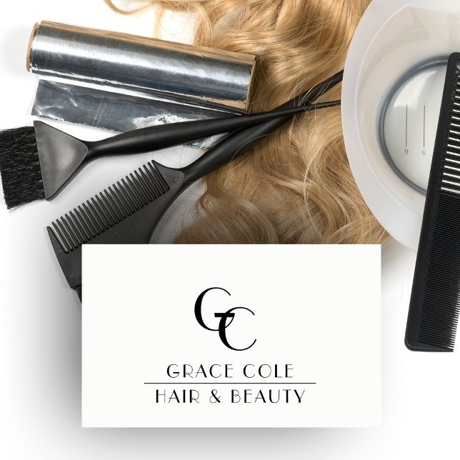 Initial-Monogramm-Salon Schwarzweiß Visitenkarte (Von Creator hochgeladen)