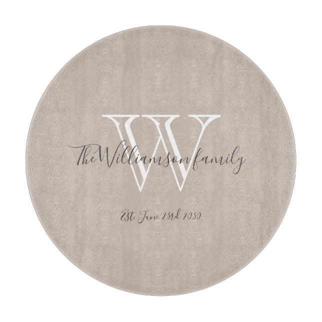 Initial-Monogramm und Name Cool Chic Schneidebrett (Vorderseite)