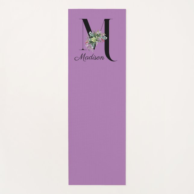 Initial Monogramm Wildblume Lavendel Yoga Mat Yogamatte (Vorderseite)