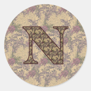 Initial N Elegant Runder Aufkleber