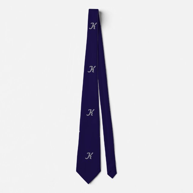 Initial Neck Tie (Navy Blue & Silver) Krawatte (Vorderseite)