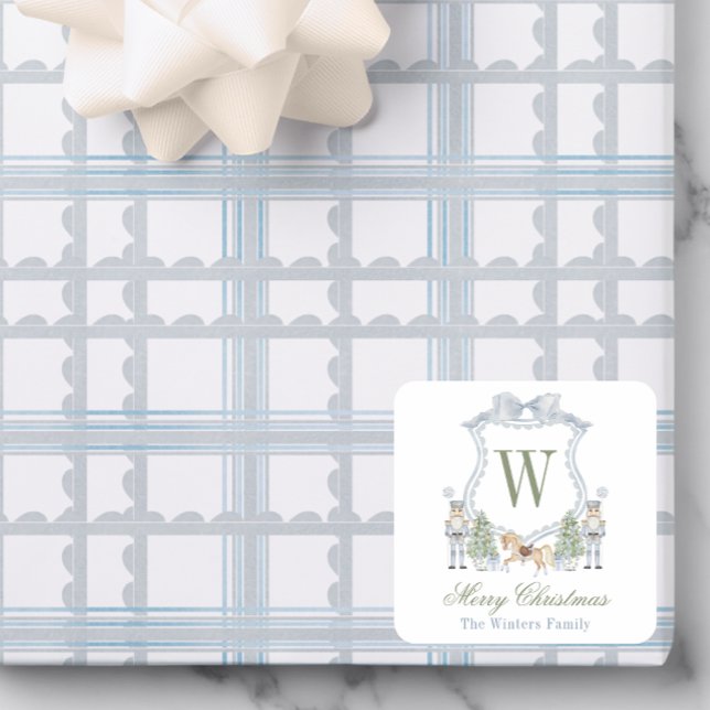 Initial Nutcracker-Wappen-Geschenk für die Aquarel Quadratischer Aufkleber (Von Creator hochgeladen)