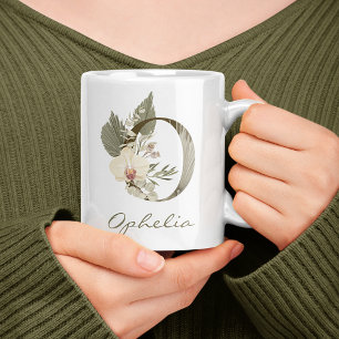 Initial O Boho Floral Orchid Greenery Individuelle Kaffeetasse