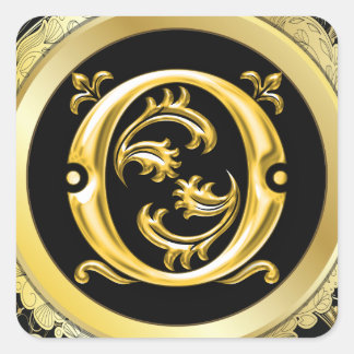 Initial-O-Square-Aufkleber in Gold Quadratischer Aufkleber