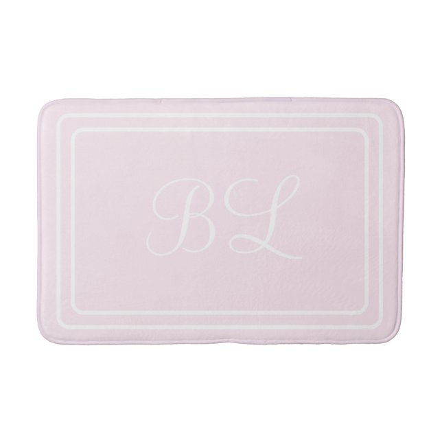 Initial oder Name Pulver rosa abgerundete Ecken ba Badematte (Vorderseite)