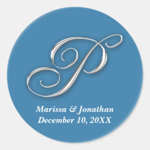 Initial-P-blauer Monogramm-individuelle Name favor Runder Aufkleber