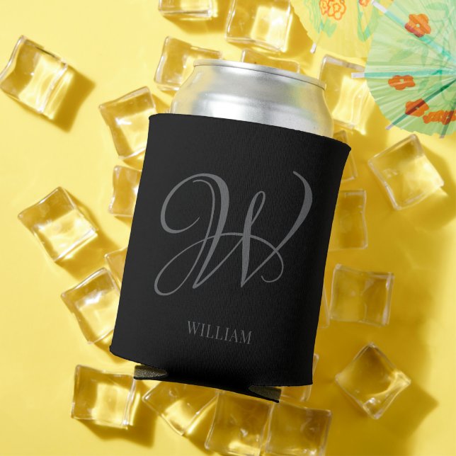Initial Personalisiert Elegant Black Gray Monogram Dosenkühler (In Situ Sommer)