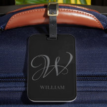 Initial Personalisiert Elegant Black Gray Monogram