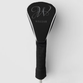 Initial Personalisiert Elegant Black Gray Monogram Golf Headcover