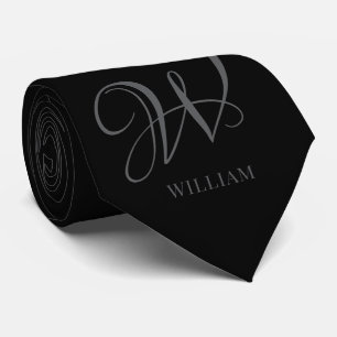 Initial Personalisiert Elegant Black Gray Monogram Krawatte