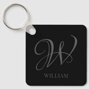 Initial Personalisiert Elegant Black Gray Monogram Schlüsselanhänger