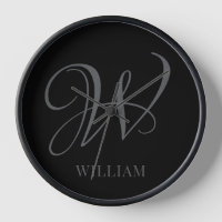 Initial Personalisiert Elegant Black Gray Monogram