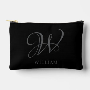 Initial Personalisiert Elegant Black Gray Monogram Zubehörtasche