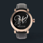 Initial Personalisiert Elegant Black Monogram Armbanduhr<br><div class="desc">Einfache,  individuelle Erstmonogramm in moderner Typografie. Perfektes Geschenk mit persönlicher Touch</div>