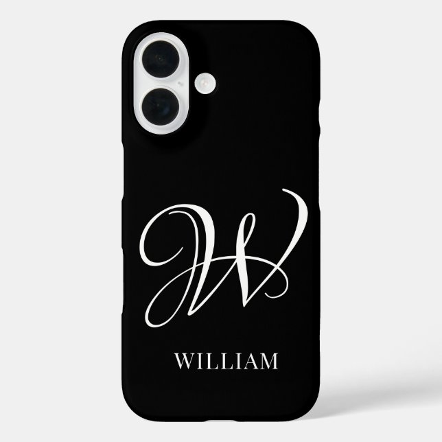 Initial Personalisiert Elegant Black Monogram Case-Mate iPhone Hülle (Rückseite)
