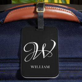 Initial Personalisiert Elegant Black Monogram Gepäckanhänger