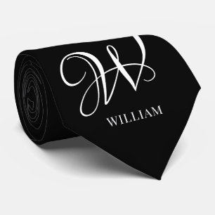 Initial Personalisiert Elegant Black Monogram Krawatte