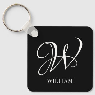 Initial Personalisiert Elegant Black Monogram Schlüsselanhänger