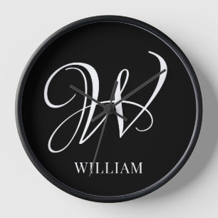 Initial Personalisiert Elegant Black Monogram Uhr