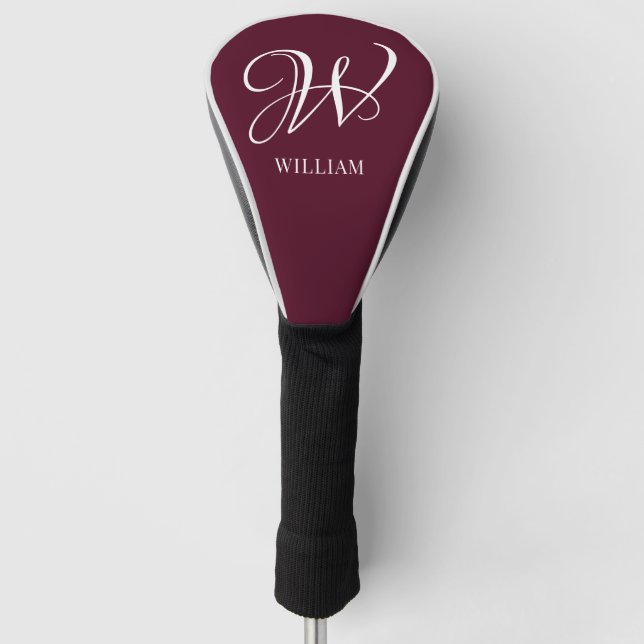 Initial Personalisiert Elegant Burgundy Monogram Golf Headcover (Vorderseite)