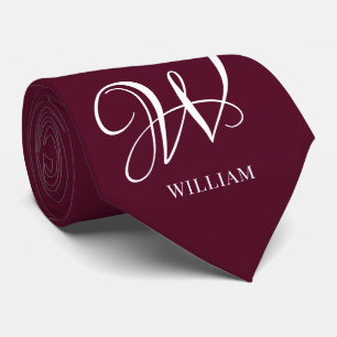 Initial Personalisiert Elegant Burgundy Monogram Krawatte