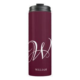 Initial Personalisiert Elegant Burgundy Monogram Thermosbecher