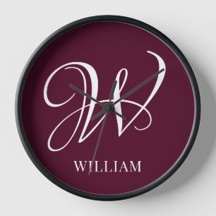 Initial Personalisiert Elegant Burgundy Monogram Uhr