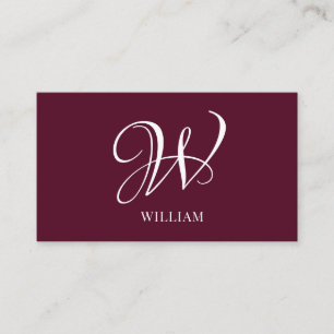 Initial Personalisiert Elegant Burgundy Monogram Visitenkarte