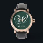 Initial Personalisiert Elegant Emerald Monogram Armbanduhr<br><div class="desc">Einfache,  individuelle Erstmonogramm in moderner Typografie. Perfektes Geschenk mit persönlicher Touch</div>
