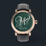 Initial Personalisiert Elegant Emerald Monogram Armbanduhr<br><div class="desc">Einfache,  individuelle Erstmonogramm in moderner Typografie. Perfektes Geschenk mit persönlicher Touch</div>