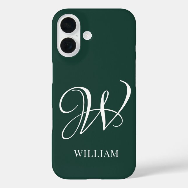 Initial Personalisiert Elegant Emerald Monogram Case-Mate iPhone Hülle (Rückseite)