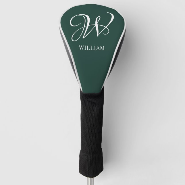 Initial Personalisiert Elegant Emerald Monogram Golf Headcover (Vorderseite)