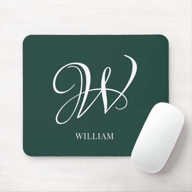 Initial Personalisiert Elegant Emerald Monogram Mousepad (Mit Mouse)