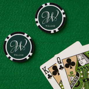 Initial Personalisiert Elegant Emerald Monogram Pokerchips