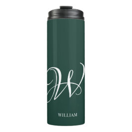 Initial Personalisiert Elegant Emerald Monogram Thermosbecher