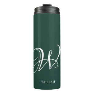 Initial Personalisiert Elegant Emerald Monogram Thermosbecher