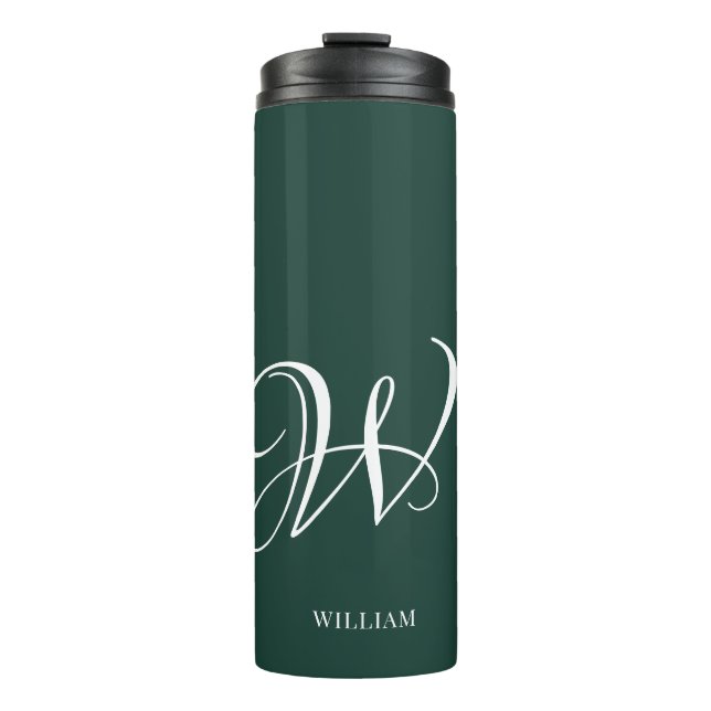 Initial Personalisiert Elegant Emerald Monogram Thermosbecher (Vorderseite)