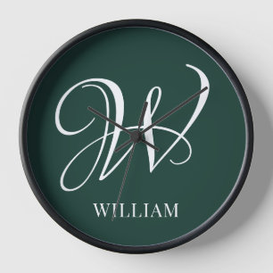 Initial Personalisiert Elegant Emerald Monogram Uhr