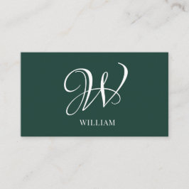 Initial Personalisiert Elegant Emerald Monogram Visitenkarte