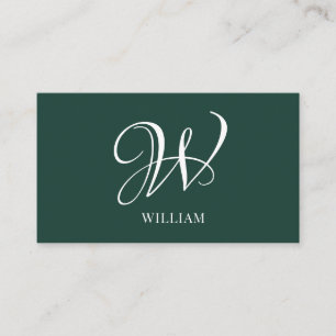 Initial Personalisiert Elegant Emerald Monogram Visitenkarte
