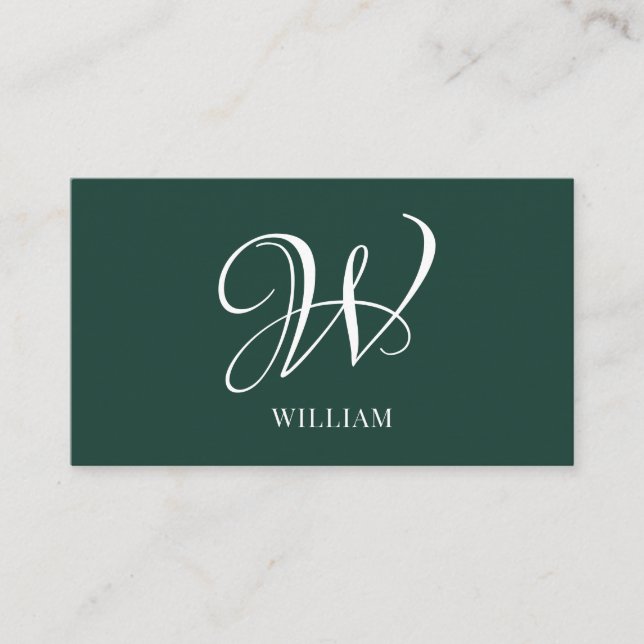 Initial Personalisiert Elegant Emerald Monogram Visitenkarte (Vorderseite)