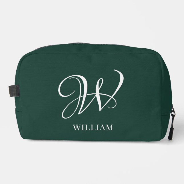 Initial Personalisiert Elegant Emerald Monogram Waschbeutel (Vorderseite)