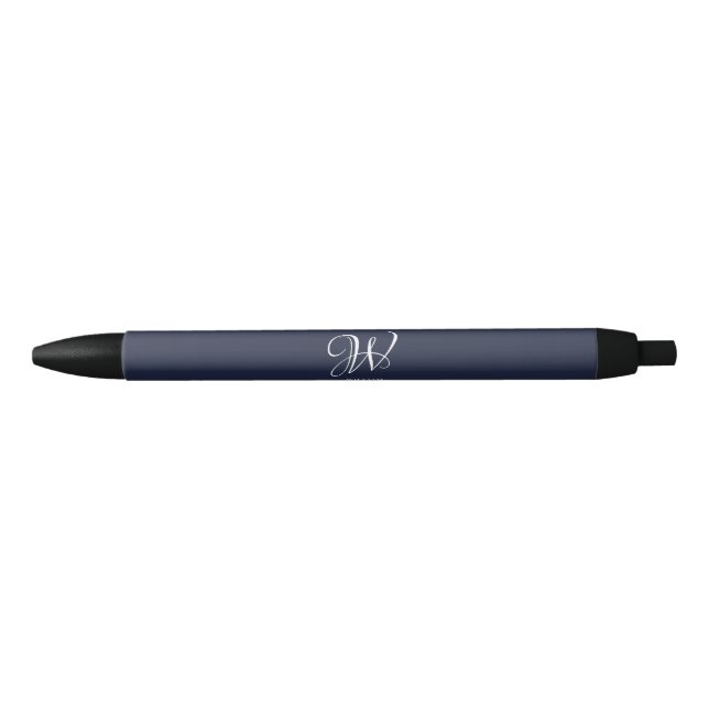 Initial Personalisiert Elegant Navy Blue Monogram Kugelschreiber (Vorderseite)