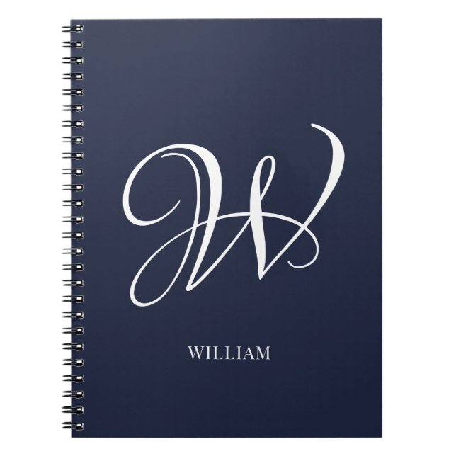 Initial Personalisiert Elegant Navy Blue Monogram Notizblock (Vorderseite)