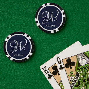 Initial Personalisiert Elegant Navy Blue Monogram Pokerchips