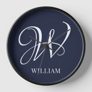 Initial Personalisiert Elegant Navy Blue Monogram Uhr