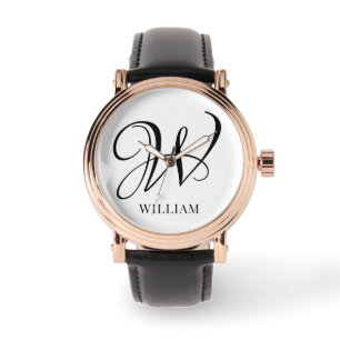 Initial Personalisiert elegant Weißes Monogramm Armbanduhr