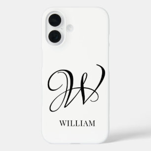 Initial Personalisiert elegant Weißes Monogramm iPhone 16 Hülle