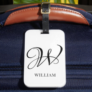 Initial Personalisiert elegant Weißes Monogramm Gepäckanhänger